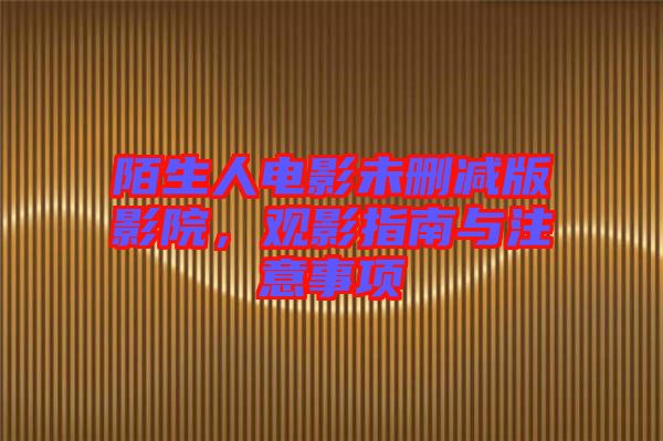 陌生人電影未刪減版影院，觀影指南與注意事項(xiàng)