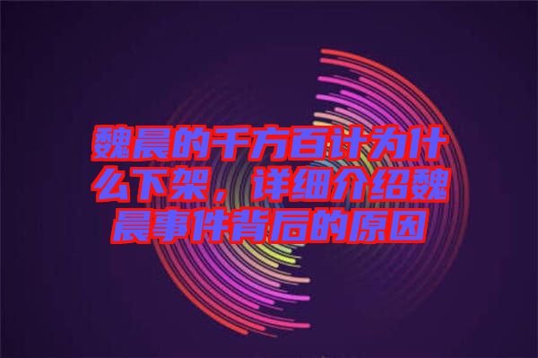 魏晨的千方百計為什么下架，詳細介紹魏晨事件背后的原因