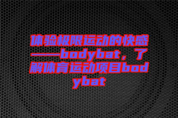 體驗極限運動的快感——bodybat，了解體育運動項目bodybat