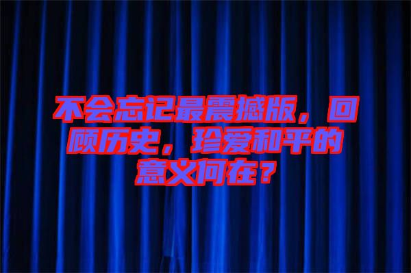 不會忘記最震撼版，回顧歷史，珍愛和平的意義何在？