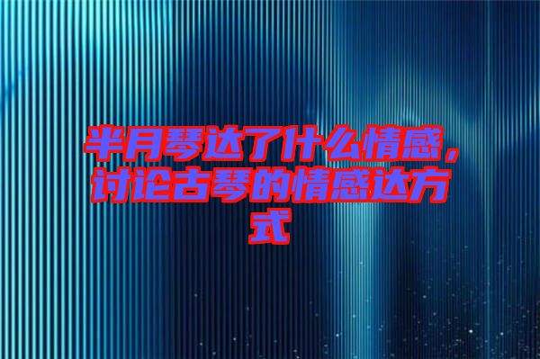 半月琴達(dá)了什么情感，討論古琴的情感達(dá)方式