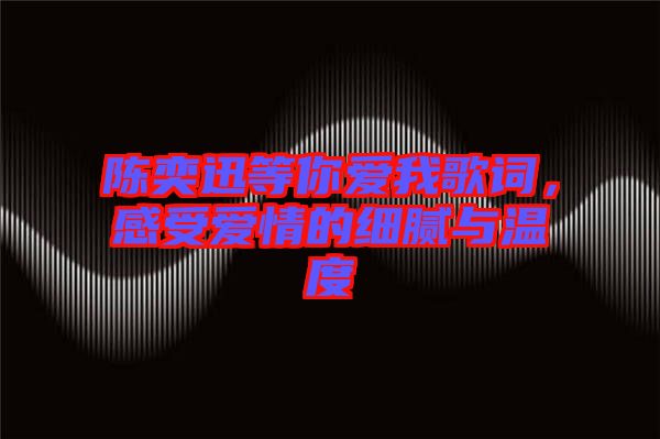 陳奕迅等你愛我歌詞，感受愛情的細膩與溫度