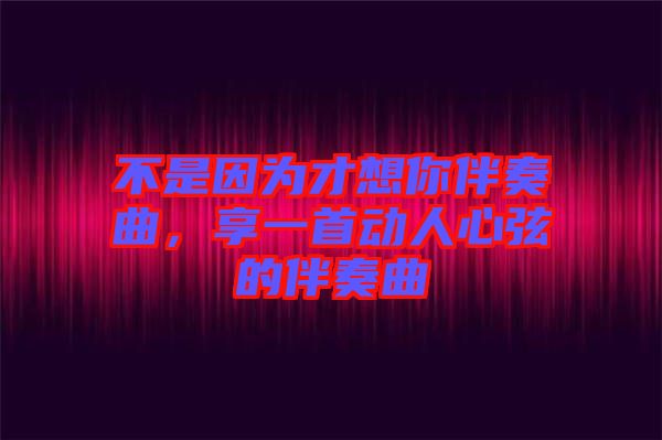 不是因為才想你伴奏曲，享一首動人心弦的伴奏曲