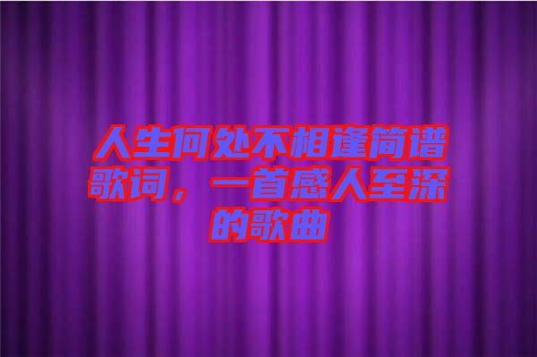 人生何處不相逢簡(jiǎn)譜歌詞，一首感人至深的歌曲