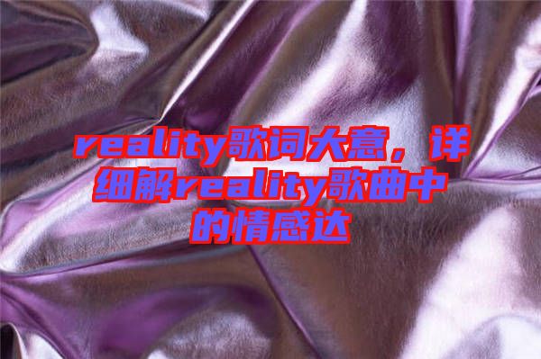 reality歌詞大意，詳細(xì)解reality歌曲中的情感達(dá)