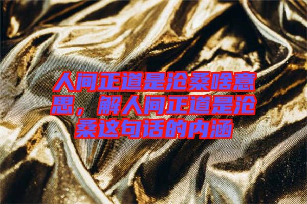 人間正道是滄桑啥意思，解人間正道是滄桑這句話的內(nèi)涵