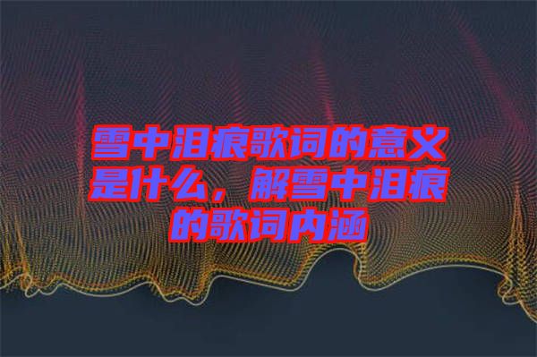雪中淚痕歌詞的意義是什么，解雪中淚痕的歌詞內(nèi)涵