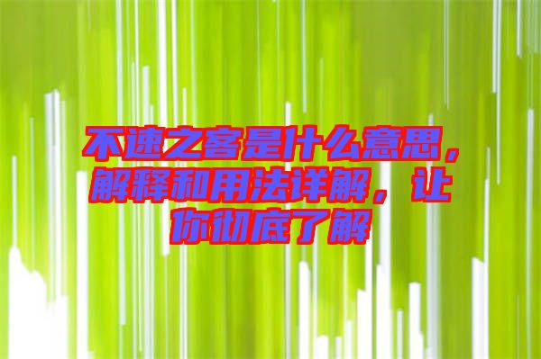 不速之客是什么意思，解釋和用法詳解，讓你徹底了解