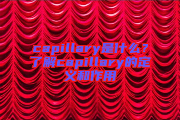 capillary是什么？了解capillary的定義和作用