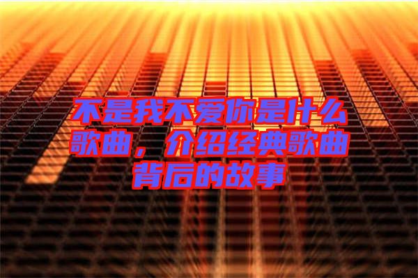 不是我不愛你是什么歌曲，介紹經典歌曲背后的故事