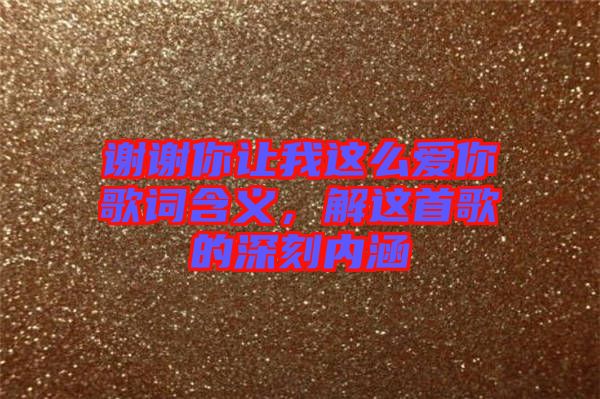 謝謝你讓我這么愛你歌詞含義，解這首歌的深刻內涵