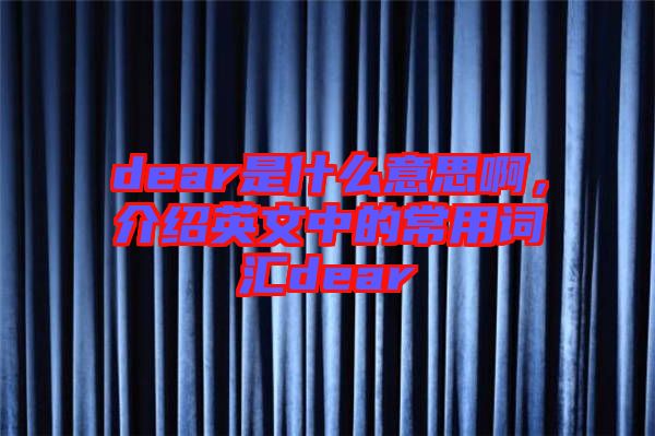 dear是什么意思啊，介紹英文中的常用詞匯dear