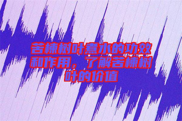 苦楝樹葉煮水的功效和作用，了解苦楝樹葉的價值