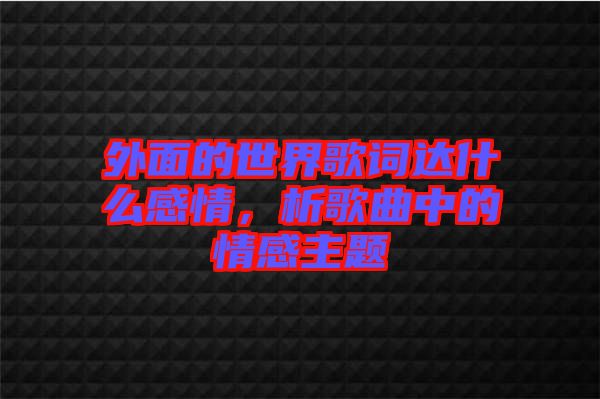 外面的世界歌詞達什么感情，析歌曲中的情感主題