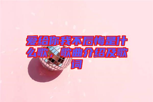 愛給你我不后悔是什么歌，歌曲介紹及歌詞