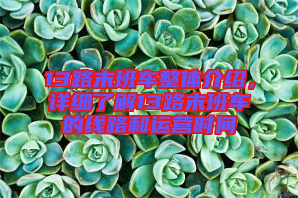 13路末班車整體介紹，詳細了解13路末班車的線路和運營時間