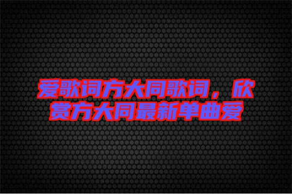 愛歌詞方大同歌詞，欣賞方大同最新單曲愛