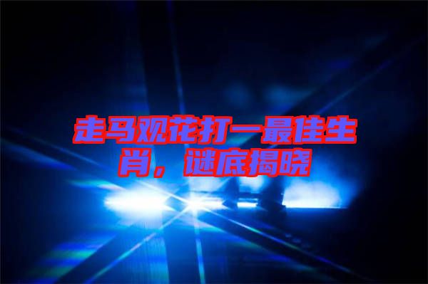 走馬觀花打一最佳生肖，謎底揭曉