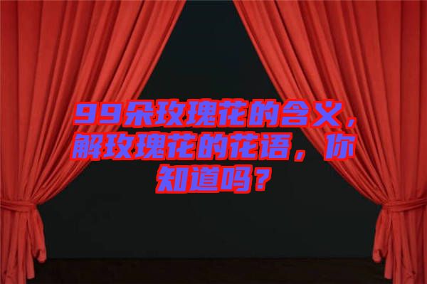 99朵玫瑰花的含義，解玫瑰花的花語，你知道嗎？