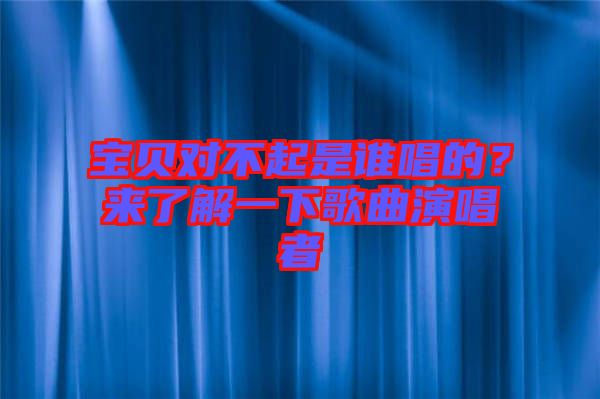 寶貝對不起是誰唱的？來了解一下歌曲演唱者