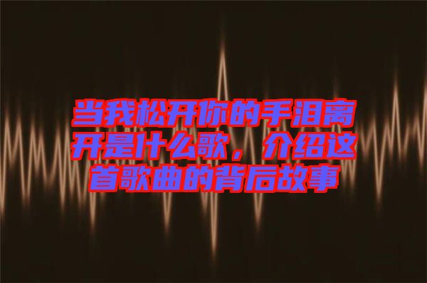 當我松開你的手淚離開是什么歌，介紹這首歌曲的背后故事