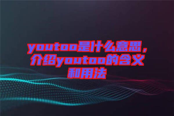 youtoo是什么意思，介紹youtoo的含義和用法