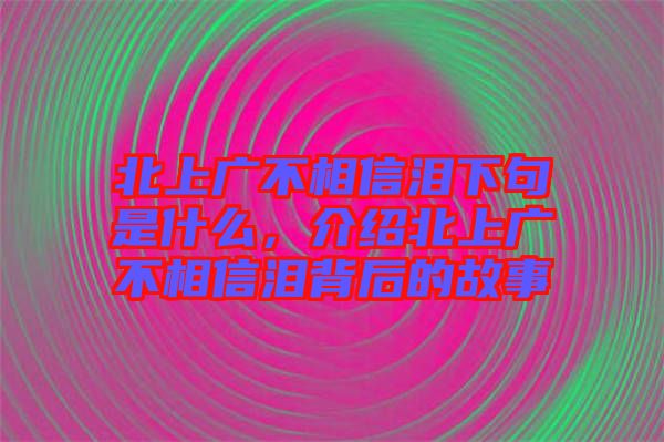 北上廣不相信淚下句是什么，介紹北上廣不相信淚背后的故事
