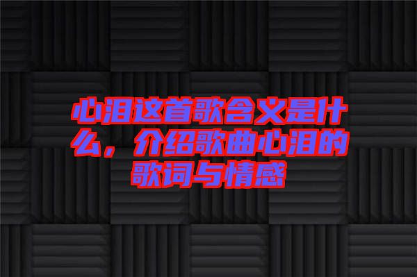 心淚這首歌含義是什么，介紹歌曲心淚的歌詞與情感