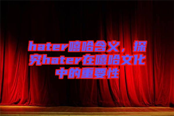 hater嘻哈含義，探究hater在嘻哈文化中的重要性
