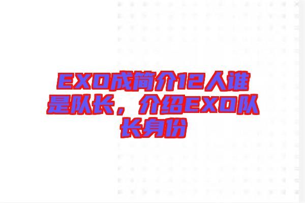 EXO成簡介12人誰是隊長，介紹EXO隊長身份