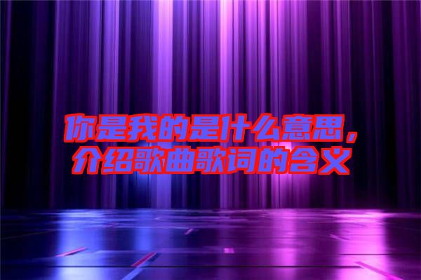 你是我的是什么意思，介紹歌曲歌詞的含義