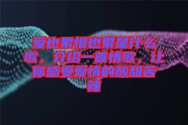 愛也累恨也累是什么歌，介紹一首情歌，讓你感受愛情的酸甜苦辣