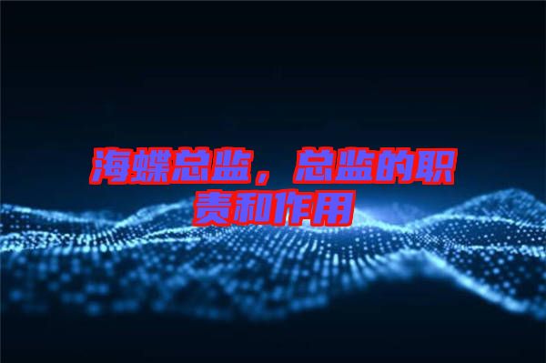 海蝶總監(jiān)，總監(jiān)的職責(zé)和作用