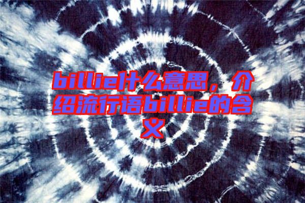 billie什么意思，介紹流行語billie的含義