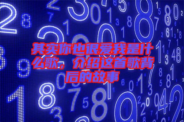 其實(shí)你也很愛我是什么歌，介紹這首歌背后的故事