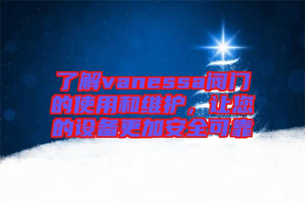 了解vanessa閥門的使用和維護，讓您的設(shè)備更加安全可靠