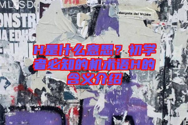 H是什么意思？初學(xué)者必知的機(jī)術(shù)語H的含義介紹