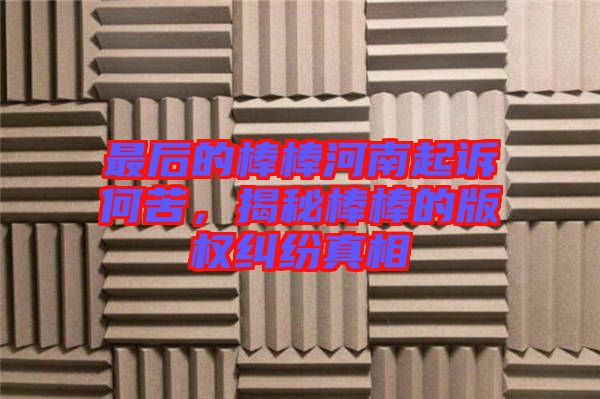 最后的棒棒河南起訴何苦，揭秘棒棒的版權(quán)糾紛真相
