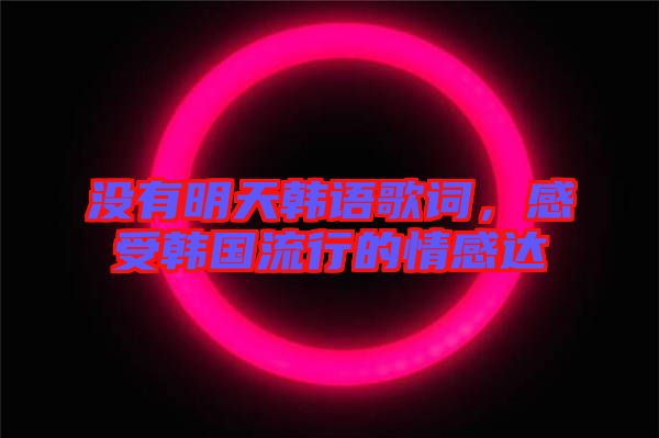 沒(méi)有明天韓語(yǔ)歌詞，感受韓國(guó)流行的情感達(dá)