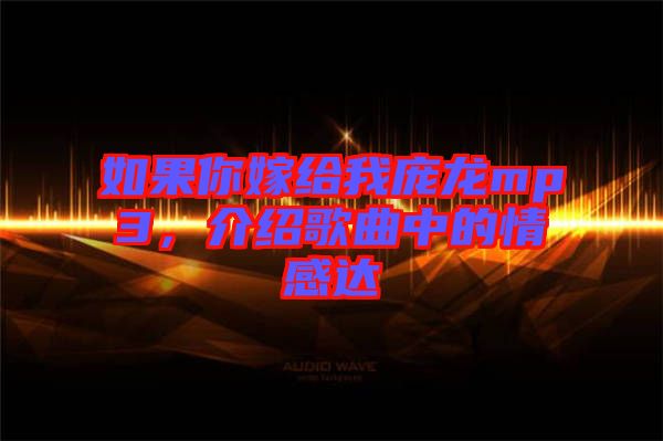 如果你嫁給我龐龍mp3，介紹歌曲中的情感達(dá)