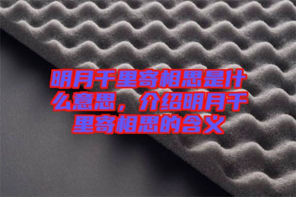 明月千里寄相思是什么意思，介紹明月千里寄相思的含義