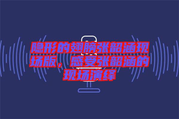 隱形的翅膀張韶涵現(xiàn)場(chǎng)版，感受張韶涵的現(xiàn)場(chǎng)演繹