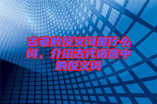 古老的反義詞是什么詞，介紹古代語言中的反義詞