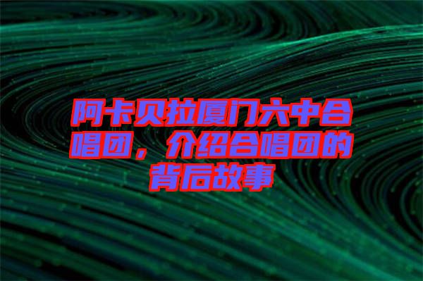阿卡貝拉廈門六中合唱團(tuán)，介紹合唱團(tuán)的背后故事