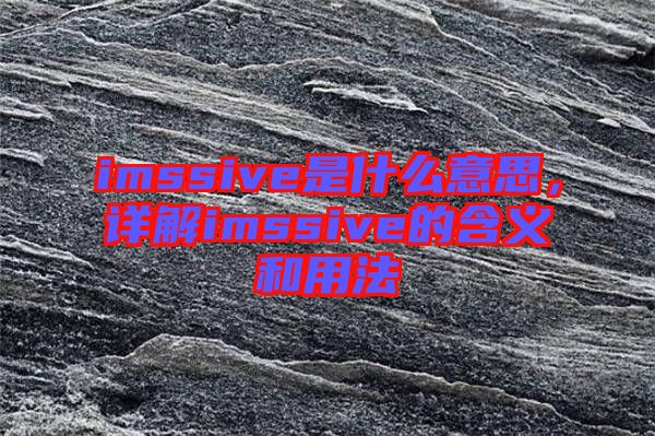 imssive是什么意思，詳解imssive的含義和用法