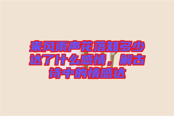 來風雨聲花落知多少達了什么感情，解古詩中的情感達