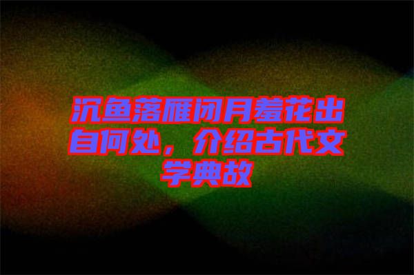 沉魚落雁閉月羞花出自何處，介紹古代文學典故