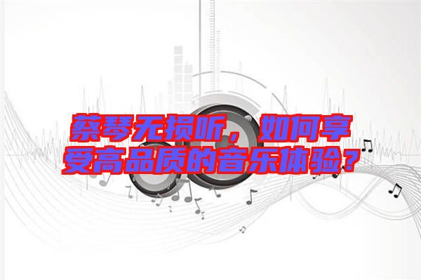 蔡琴無損聽，如何享受高品質的音樂體驗？