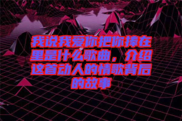 我說我愛你把你捧在里是什么歌曲，介紹這首動人的情歌背后的故事