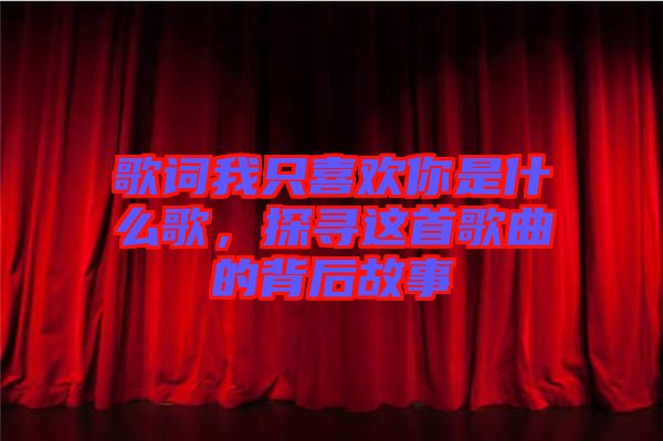 歌詞我只喜歡你是什么歌，探尋這首歌曲的背后故事
